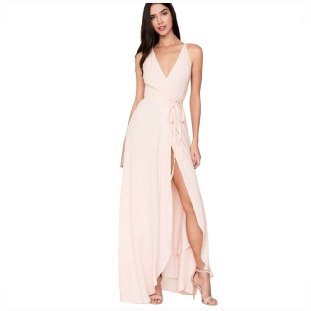 Yumi Kim Rush Hour Maxi Dress Blush Pink Wrap Wedding Flowing Romantic